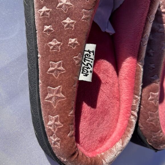 FeliStar Pink Women’s Plush Memory Foam Slippers Nautical Stars Size 10/11 - Picture 3 of 5